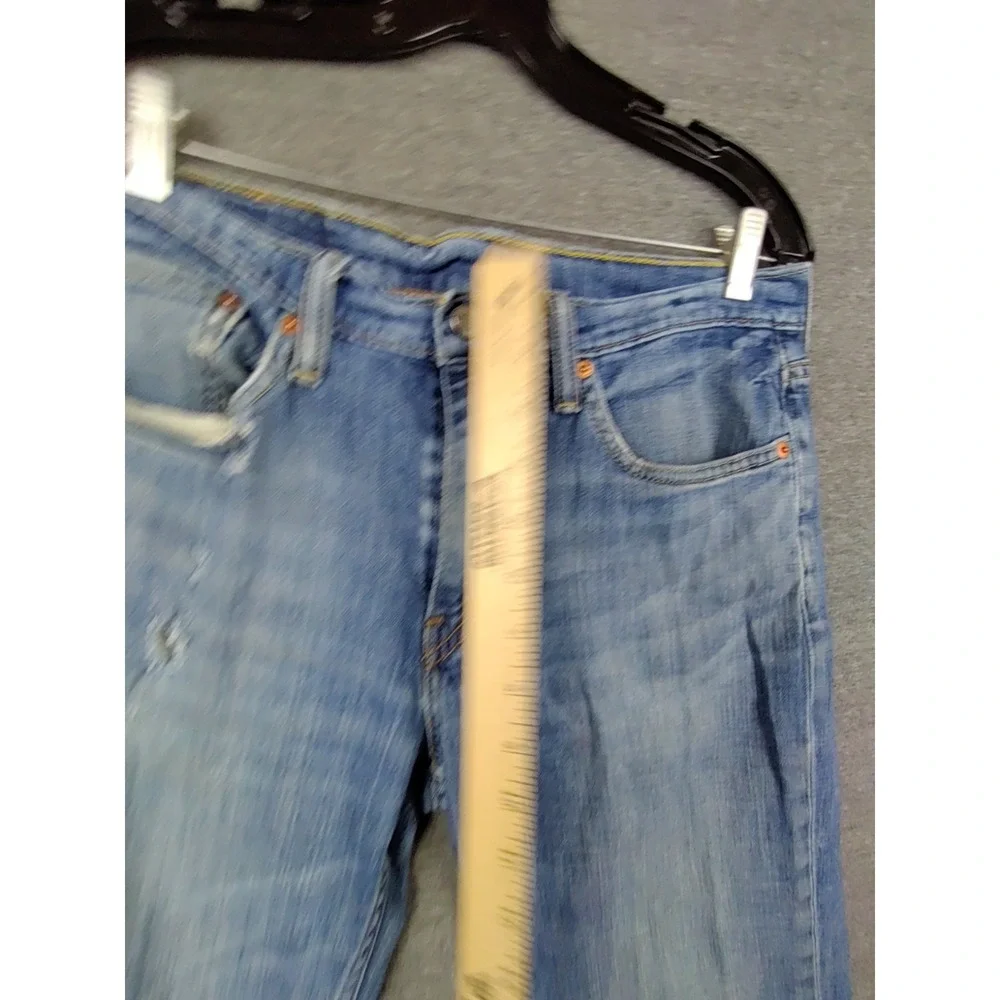 Levis Mens‎ Jeans 32x34 Blue Denim 514 Straight Slim Distressed Western Casual